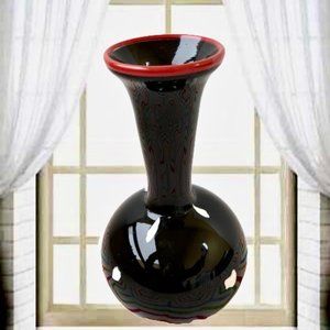 Viscosity Aloysi and Graham Vase Art Studio Glass Black + White